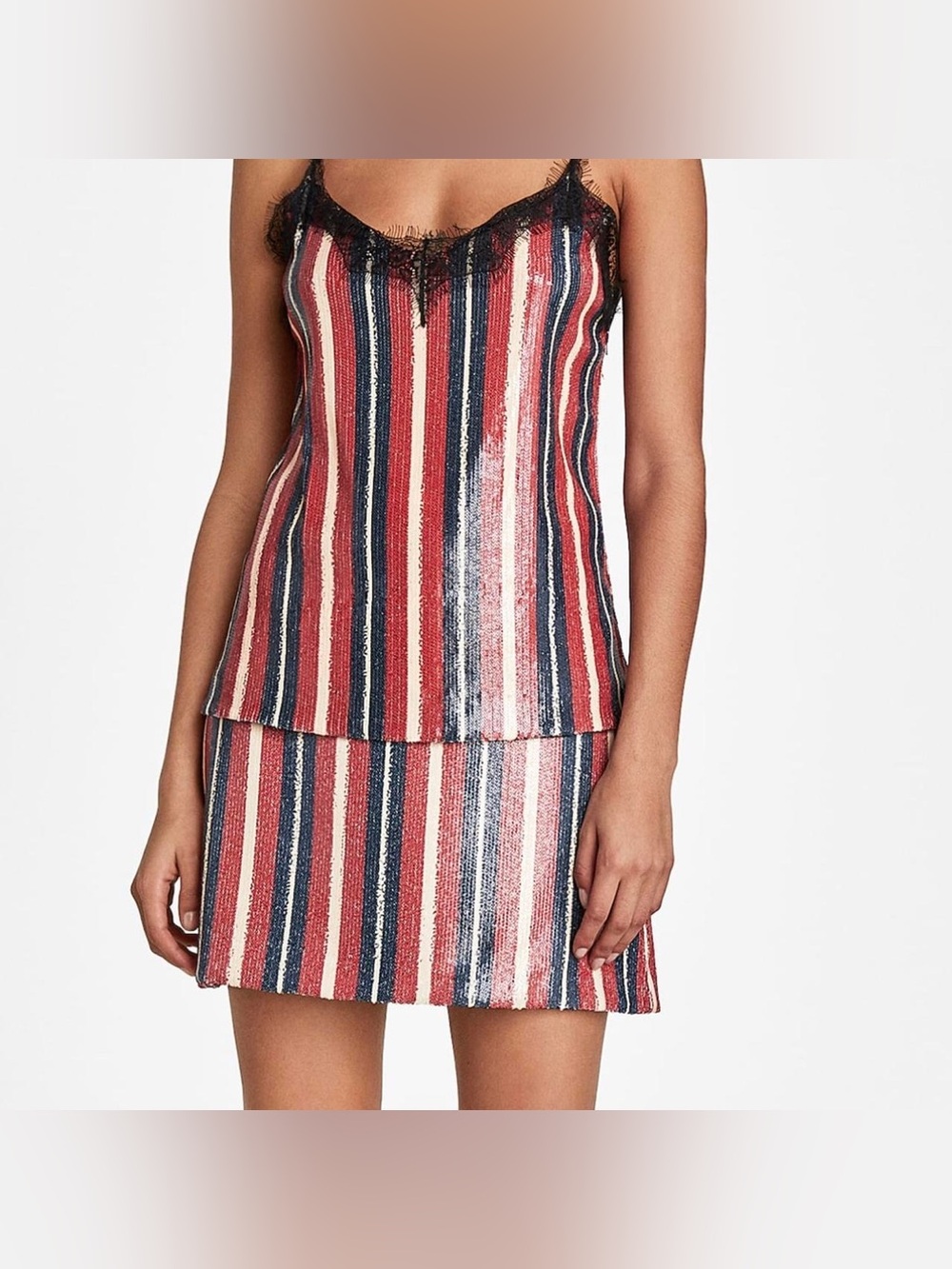 Rare EUC Zara Sequin Striped Skirt - Red, Navy & White - Size Small